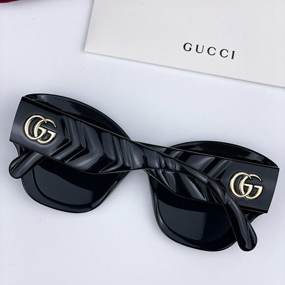 NEW Gucci GG0808S 001 Black Grey Cat Eye Women Sunglasses